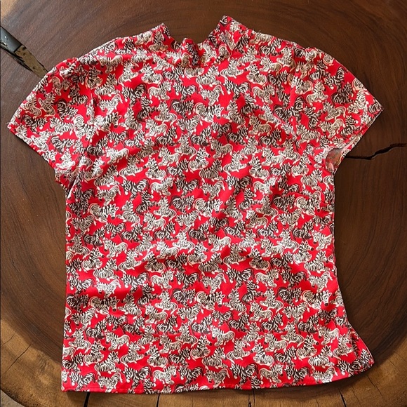 JB by Julie Brown Red Zebra 🦓 Print Blouse/ Size 8 - Picture 1 of 8
